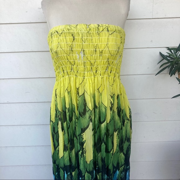 Vintage 90s Ombré Rainbow Strapless Maxi Dress Stretch Beach Sun Large T… - Picture 3 of 3